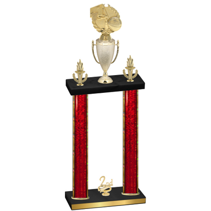 Double Red Glacier Second Place Basketball Trophy