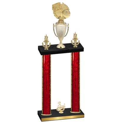 Double Red Glacier Third Place Basketball Trophy