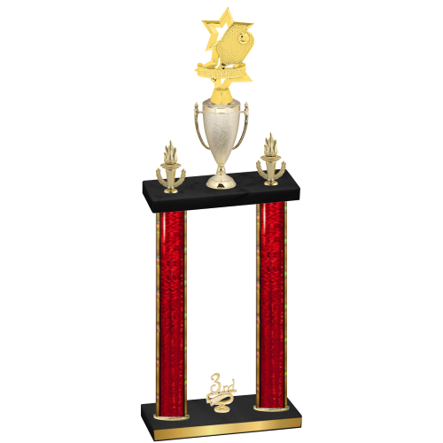Double Red Glacier Third Place Pickleball Trophy