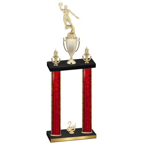 Double Red Glacier Second Place Basketball Trophy
