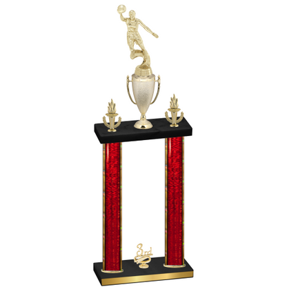 Double Red Glacier Third Place Basketball Trophy