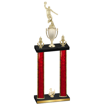 Double Red Glacier Third Place Basketball Trophy