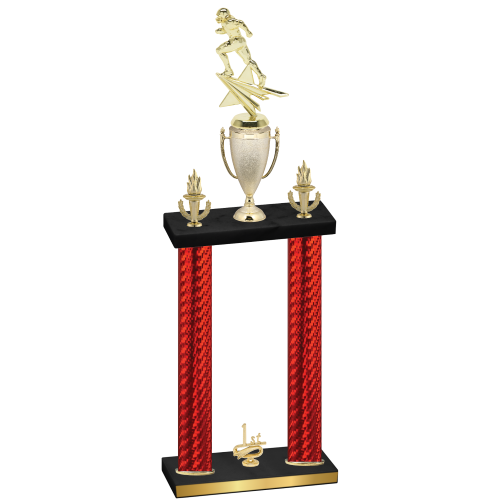 Double Red Carbon Fiber First Place Football Trophy