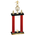 Double Red Carbon Fiber Third Place Soccer Trophy