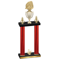 Double Red Carbon Fiber Third Place Soccer Trophy