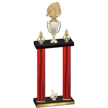 Double Red Carbon Fiber Third Place Soccer Trophy