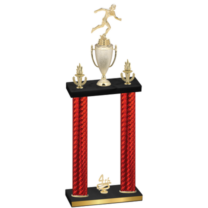 Double Red Carbon Fiber Fourth Place Running Trophy