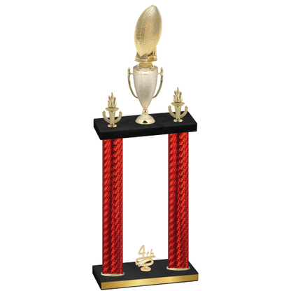 Double Red Carbon Fiber Fourth Place Football Trophy