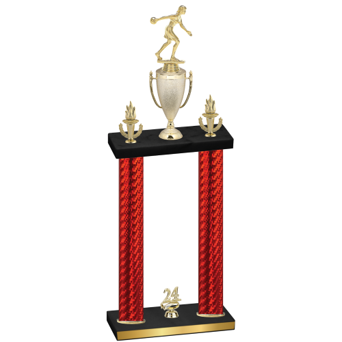 Double Red Carbon Fiber Year Bowling Trophy