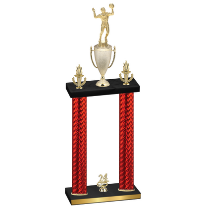 Double Red Carbon Fiber Year Volleyball Trophy