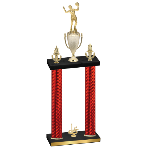 Double Red Carbon Fiber First Place Volleyball Trophy