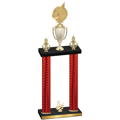 Double Red Carbon Fiber Third Place Volleyball Trophy