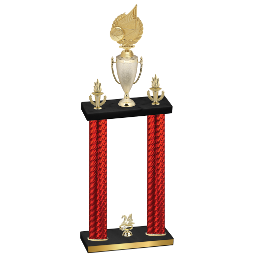 Double Red Carbon Fiber Year Volleyball Trophy