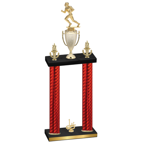 Double Red Carbon Fiber First Place Football Trophy