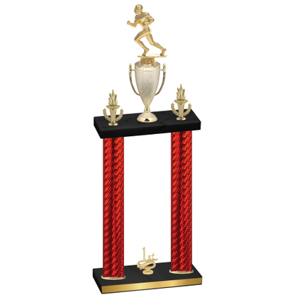 Double Red Carbon Fiber First Place Football Trophy