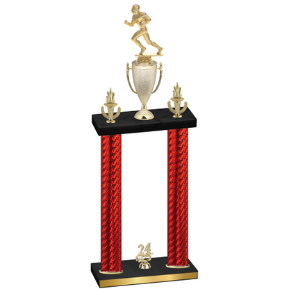 Double Red Carbon Fiber Year Football Trophy