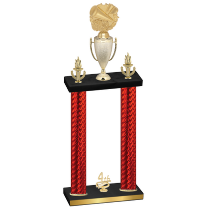 Double Red Carbon Fiber Fourth Place Cheerleading Trophy