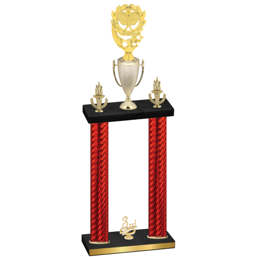 Double Red Carbon Fiber Third Place Pickleball Trophy