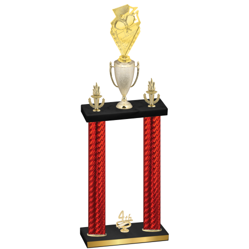 Double Red Carbon Fiber Fourth Place Pickleball Trophy