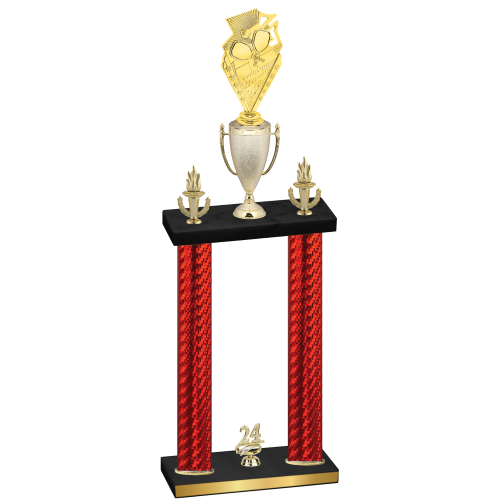 Double Red Carbon Fiber Year Pickleball Trophy