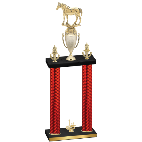 Double Red Carbon Fiber First Place Horses Trophy