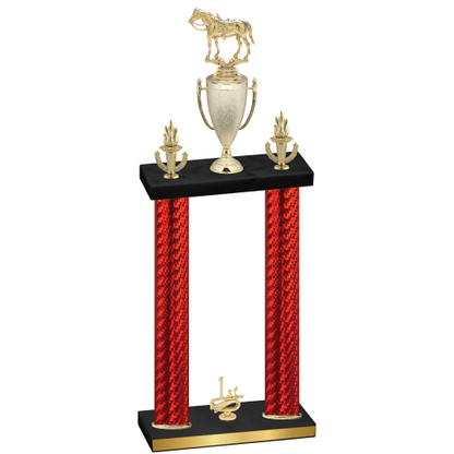 Double Red Carbon Fiber First Place Horses Trophy