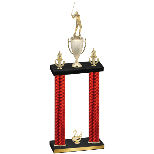 Double Red Carbon Fiber Second Place Golf Trophy
