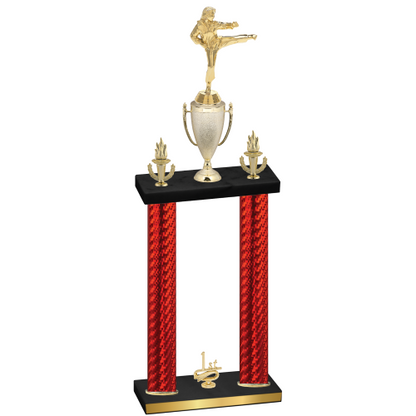 Double Red Carbon Fiber First Place Karate Trophy