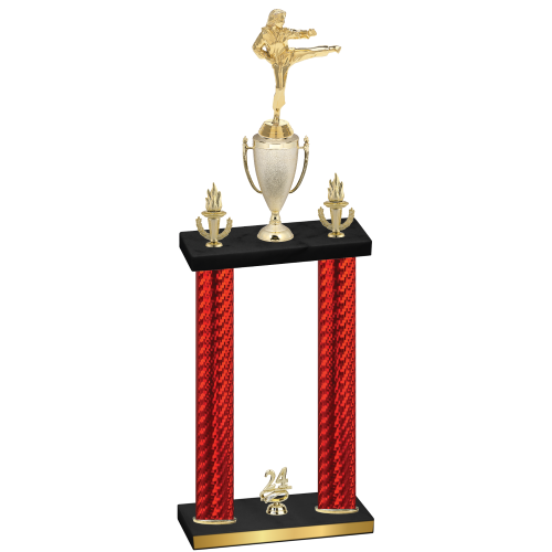 Double Red Carbon Fiber Year Karate Trophy