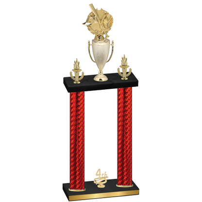 Double Red Carbon Fiber Fourth Place Baseball Trophy