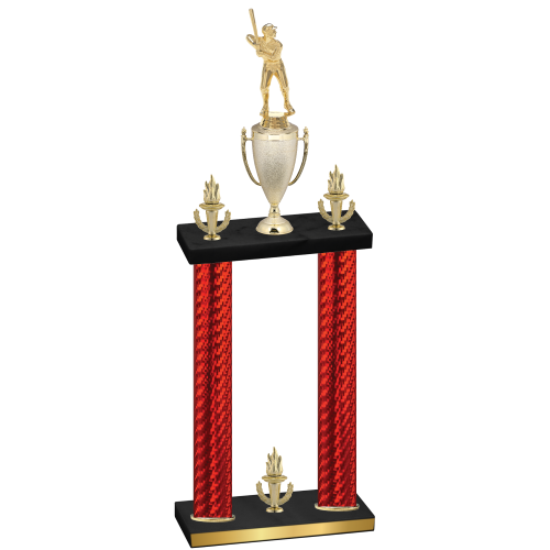Double Red Carbon Fiber Victory Baseball Trophy