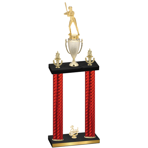 Double Red Carbon Fiber Third Place Softball Trophy