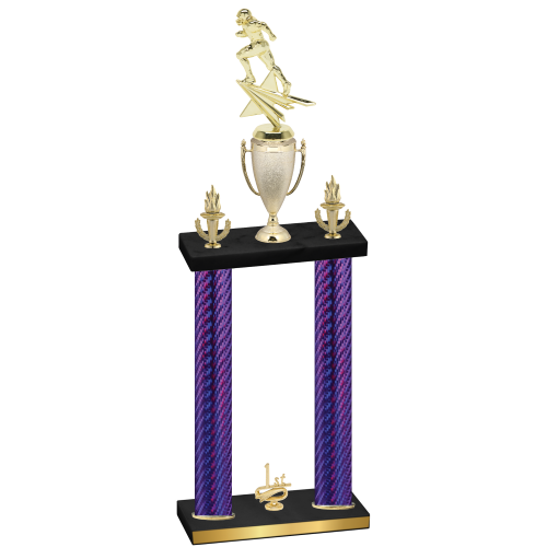 Double Purple Carbon Fiber First Place Football Trophy