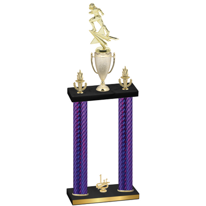 Double Purple Carbon Fiber First Place Football Trophy