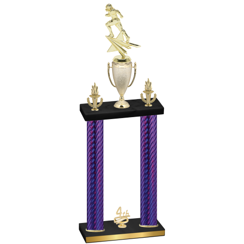 Double Purple Carbon Fiber Fourth Place Football Trophy