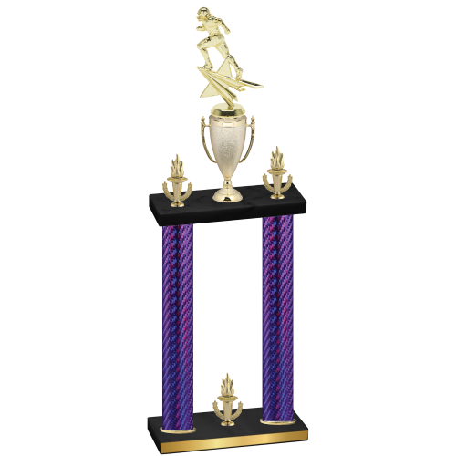 Double Purple Carbon Fiber Victory Football Trophy