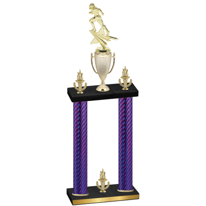 Double Purple Carbon Fiber Victory Football Trophy