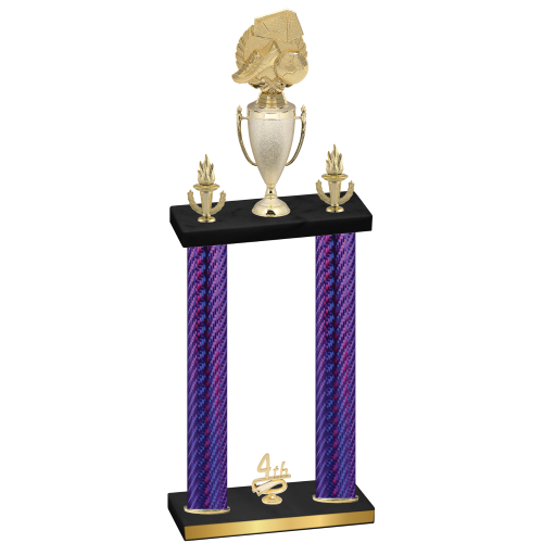 Double Purple Carbon Fiber Fourth Place Soccer Trophy