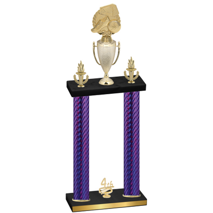 Double Purple Carbon Fiber Fourth Place Soccer Trophy