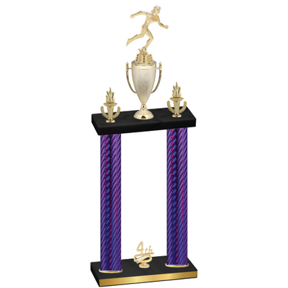 Double Purple Carbon Fiber Fourth Place Running Trophy