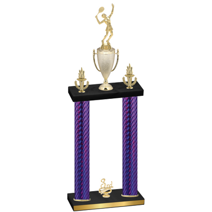 Double Purple Carbon Fiber Third Place Tennis Trophy