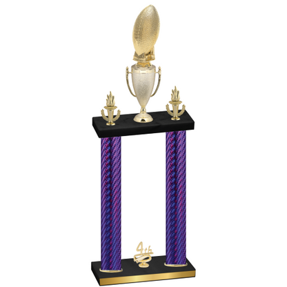 Double Purple Carbon Fiber Fourth Place Football Trophy