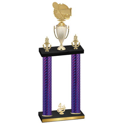 Double Purple Carbon Fiber Fourth Place Tennis Trophy
