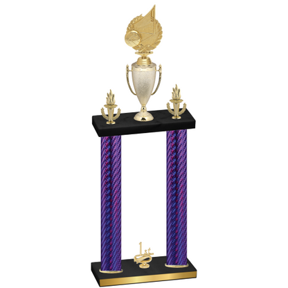 Double Purple Carbon Fiber First Place Volleyball Trophy