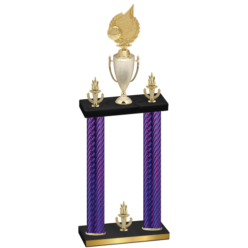Double Purple Carbon Fiber Victory Volleyball Trophy