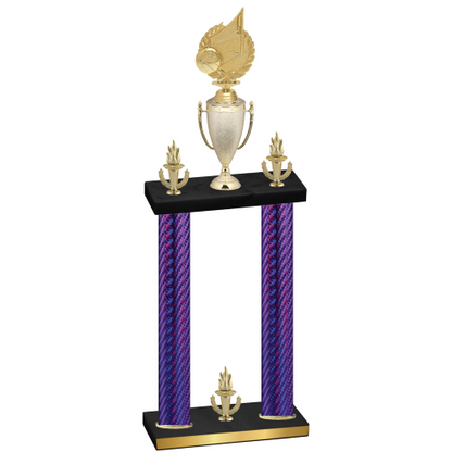 Double Purple Carbon Fiber Victory Volleyball Trophy