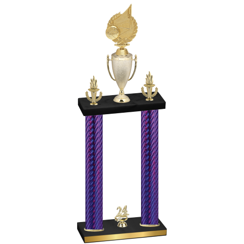Double Purple Carbon Fiber Year Volleyball Trophy