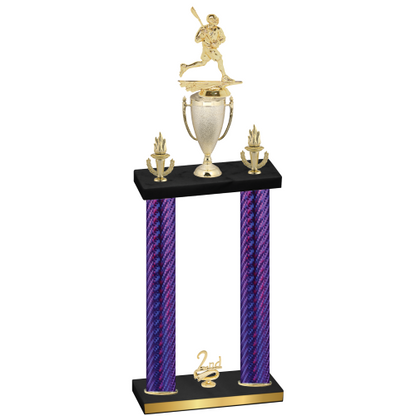 Double Purple Carbon Fiber Second Place Lacrosse Trophy