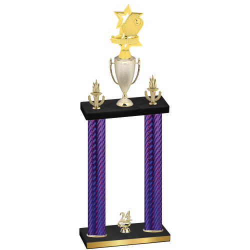 Double Purple Carbon Fiber Year Pickleball Trophy