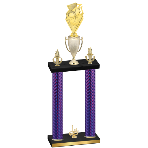 Double Purple Carbon Fiber First Place Pickleball Trophy